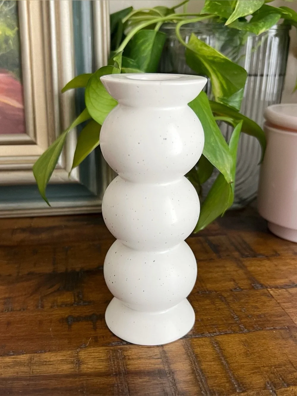 White Ceramic Bubble Candle Holder